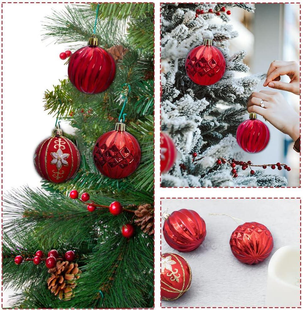 imageUten 50pcs Boules Dores de Nol Belles Suspendre pour Arbres de Nol Ftes Mariages Dcorations 4 cmRouge6cm
