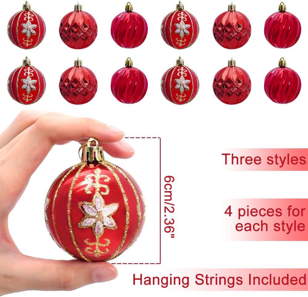 imageUten 50pcs Boules Dores de Nol Belles Suspendre pour Arbres de Nol Ftes Mariages Dcorations 4 cmRouge6cm