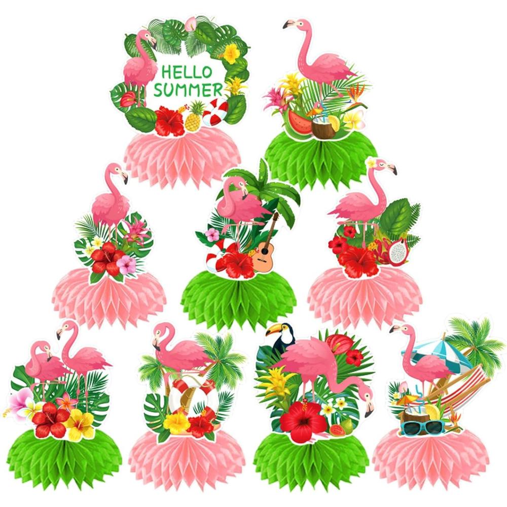 image9 Pices Centres de Table Flamant Rose Hawaii Luau Centre de Table Decoration Table pour t Beach Tropical Pool Fte Decoration Hawaienne