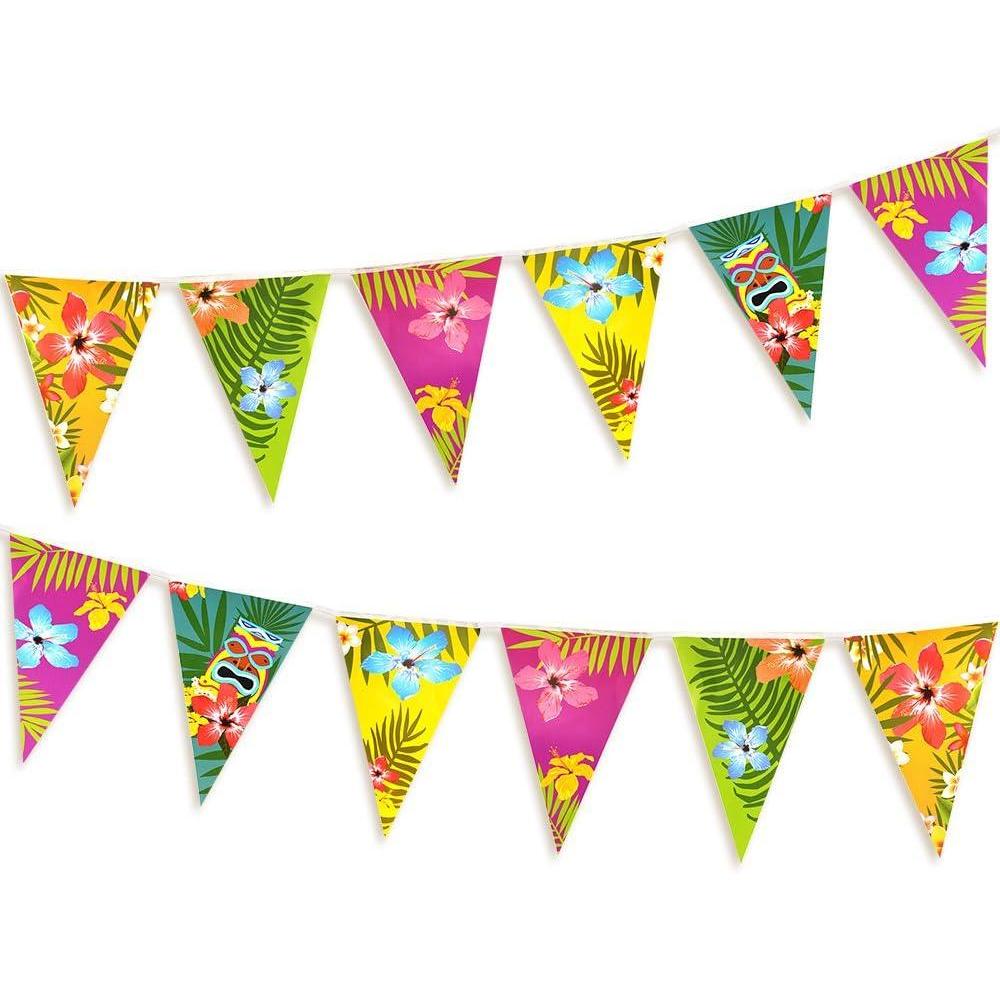 imageFEPITO 4 Pack Hawaen Bruant Bannire Luau Party Tropicale Fte Bruant Totalement 12 Mtres2 pcs