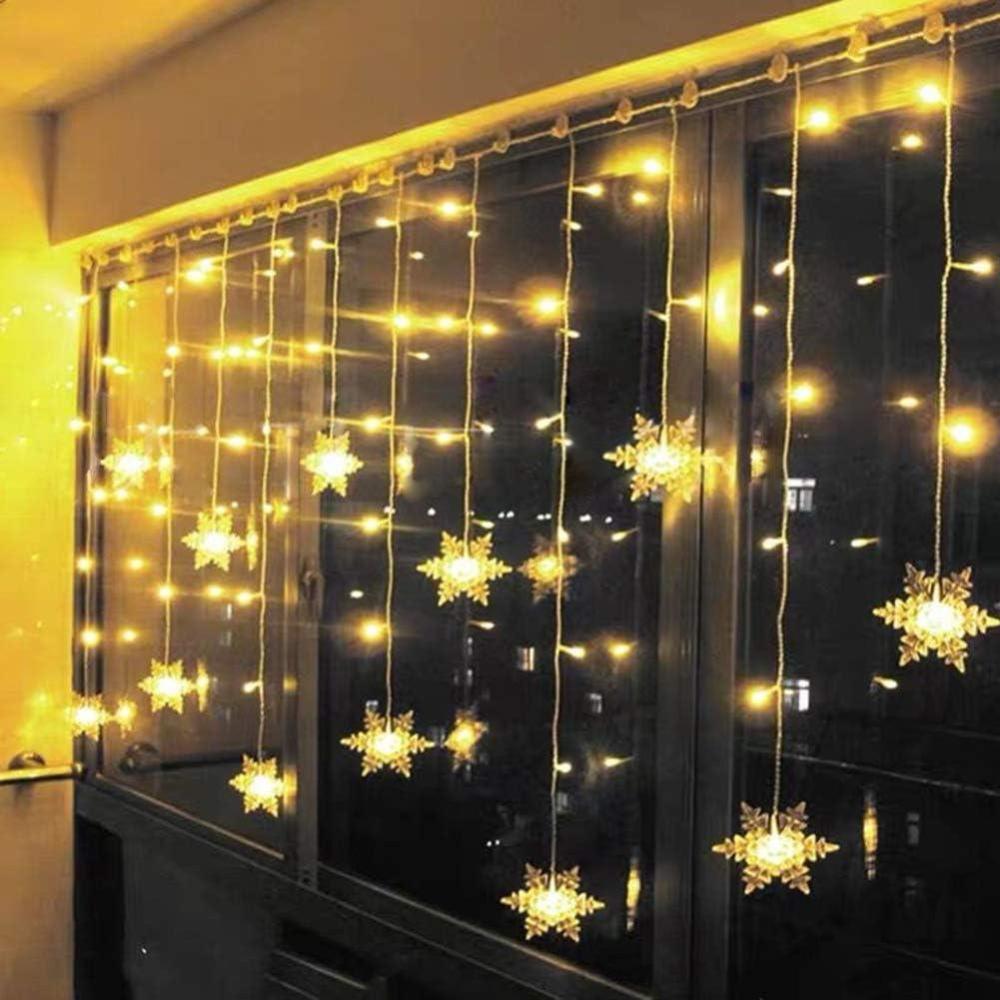 imageKlighten Rideau Lumineux Flocon de Neige 35M Guirlandes Lumineuses 96 LED 8 Modes dEclairage Decoration de Fentre Nol Mariage Anniversaire Maison Pati Blanc FroidBlanc Chaud