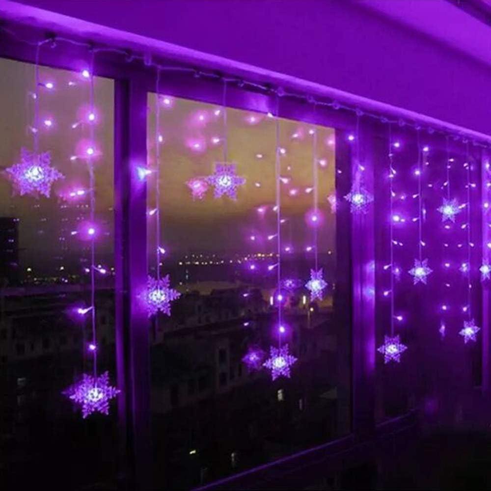 imageKlighten Rideau Lumineux Flocon de Neige 35M Guirlandes Lumineuses 96 LED 8 Modes dEclairage Decoration de Fentre Nol Mariage Anniversaire Maison Pati Blanc FroidViolet