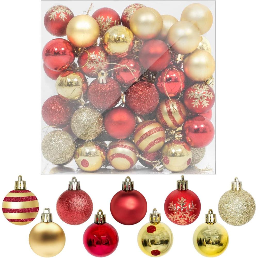 imageUten 50pcs Boules Dores de Nol Belles Suspendre pour Arbres de Nol Ftes Mariages Dcorations 4 cmCouleur6cm