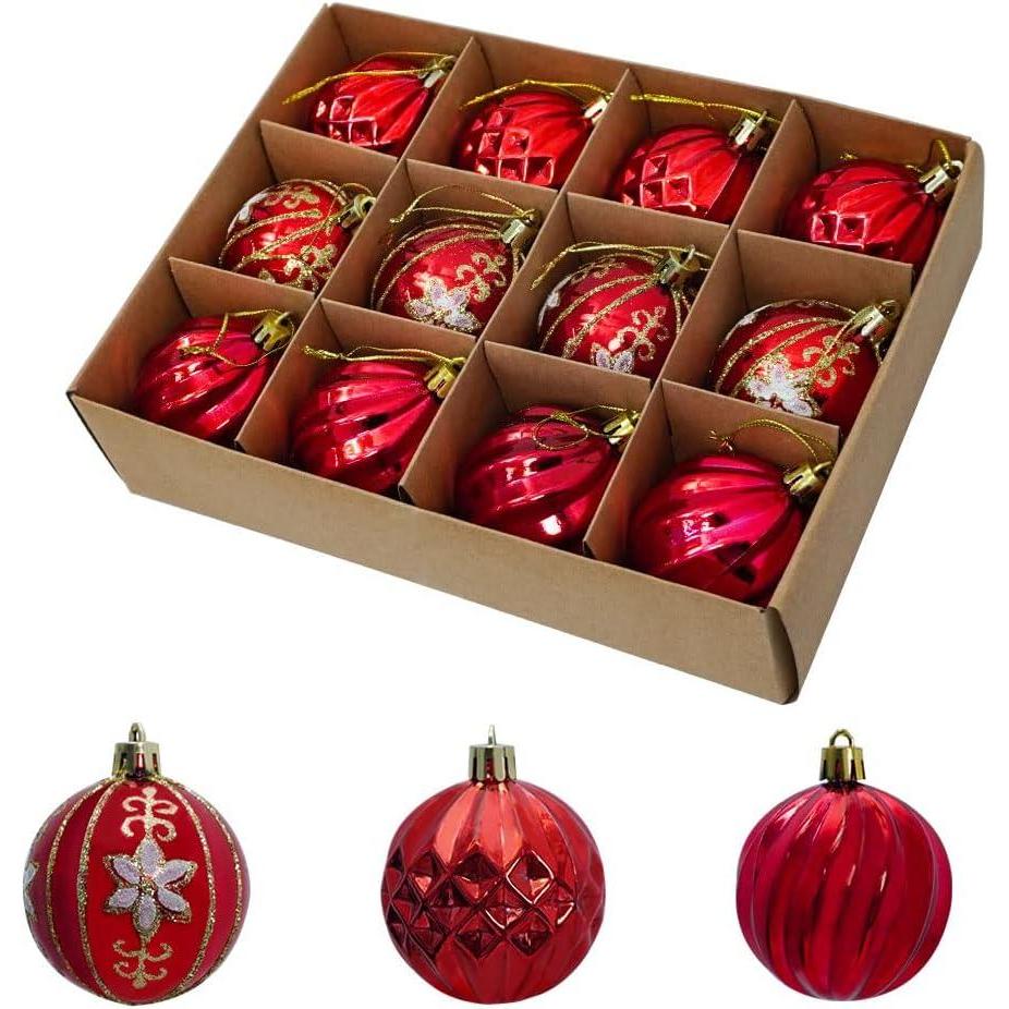 imageUten 50pcs Boules Dores de Nol Belles Suspendre pour Arbres de Nol Ftes Mariages Dcorations 4 cmRouge6cm