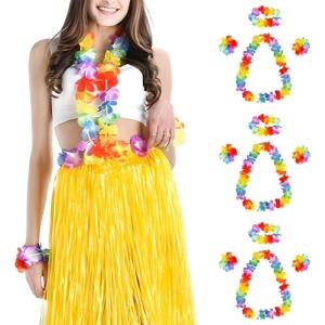 12 Pièces Tropical Hawaien Lei Luau Fleurs Coloré Colliers, Collier de Fleur Hawaien, Collier Fleurs Hawaien pour Plage Thème Décorations De Fête Plage Mariage Pique-Nique Fête Party Vacances