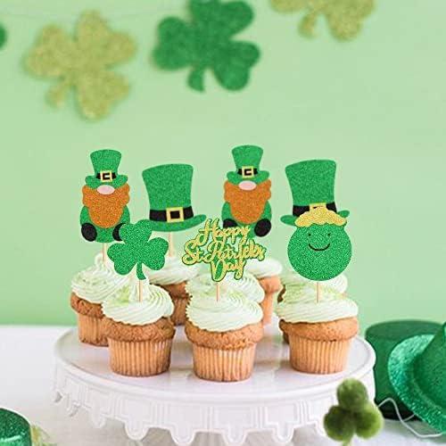 image30Pcs St PatrickS Day Cupcake Glitter Shamrock Cupcake Toppers Trois Feuilles Trfle Cake Picks Pour St PatrickS Day Party DcorationsStyle1