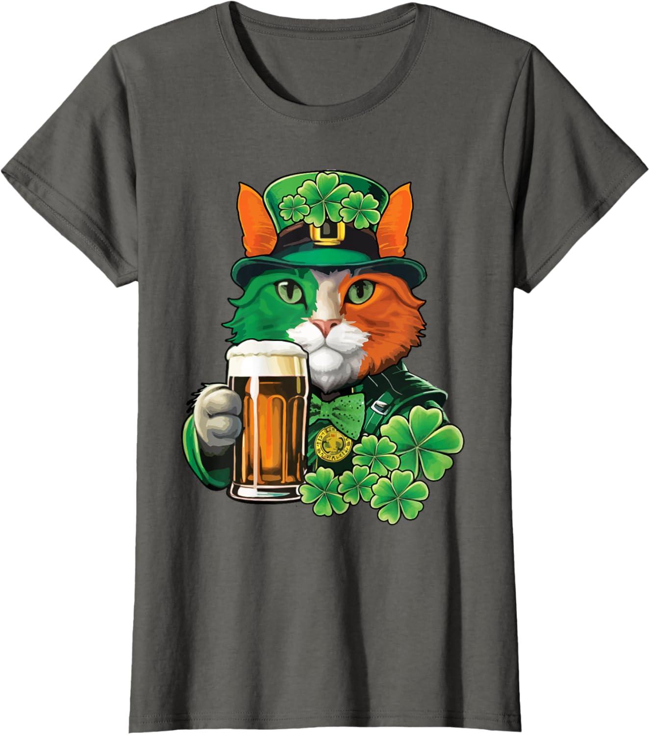 imageChat tenant de la bire St Patrick Day Saint Patrks Day TShirtAsphalte