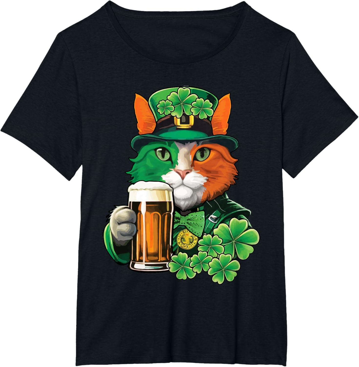 imageChat tenant de la bire St Patrick Day Saint Patrks Day TShirtNoir