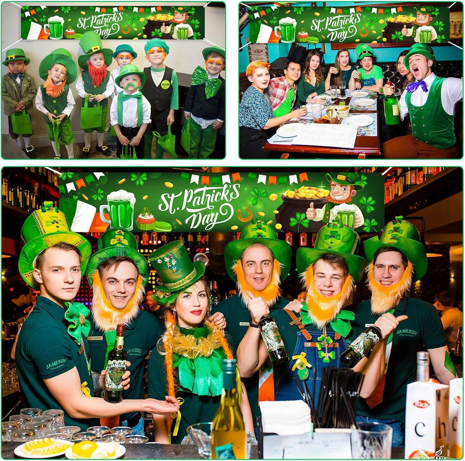 imageHOWAF Longue Saint Patrick Bannire pour SaintPatrick Dcoration Irlandaise Bannire Parade Drapeau pour Saint Patrick Table Mur Jardin Dcoration pour SaintPatrick Intrieur Extrieur 210 40cm