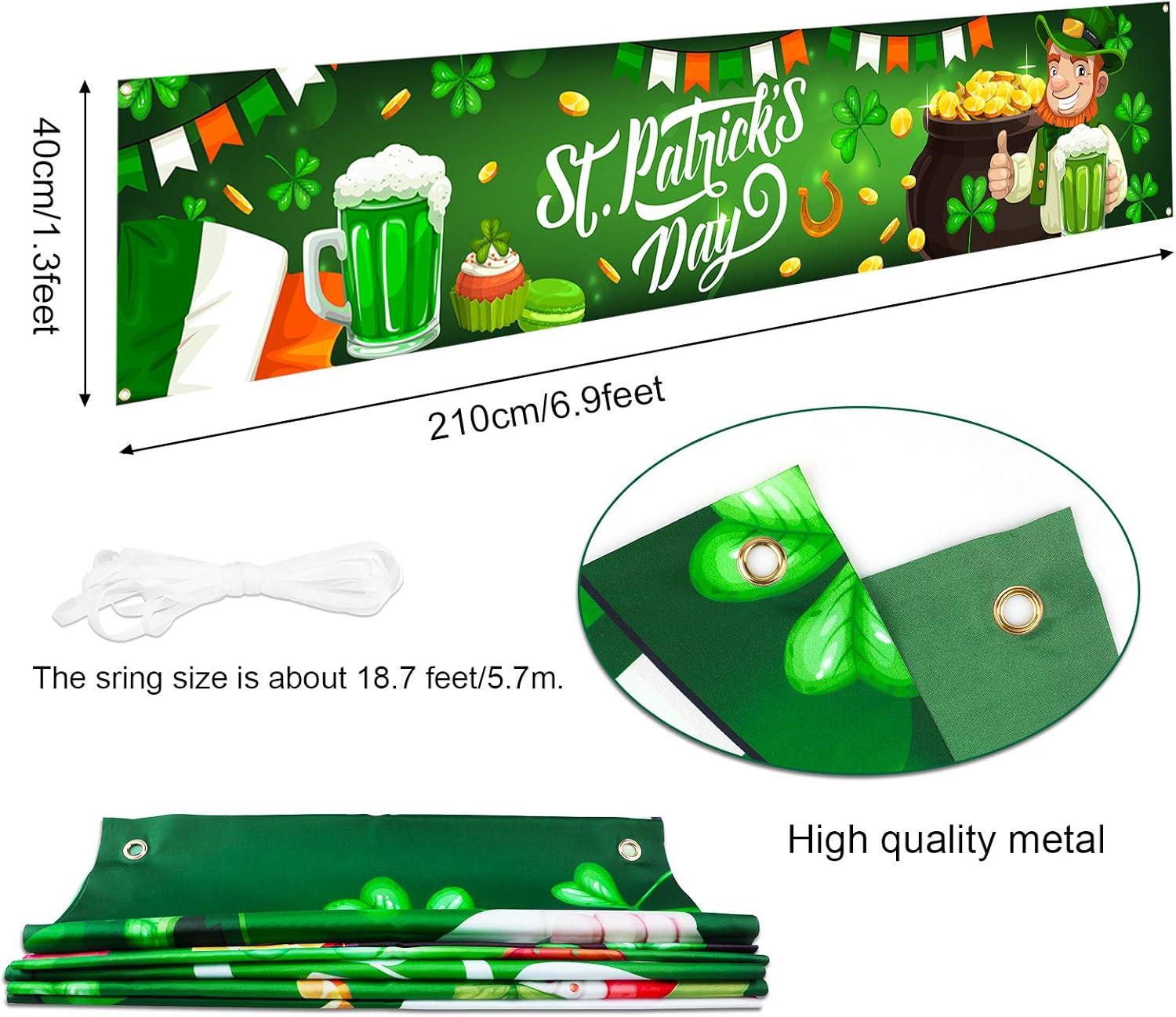 imageHOWAF Longue Saint Patrick Bannire pour SaintPatrick Dcoration Irlandaise Bannire Parade Drapeau pour Saint Patrick Table Mur Jardin Dcoration pour SaintPatrick Intrieur Extrieur 210 40cm