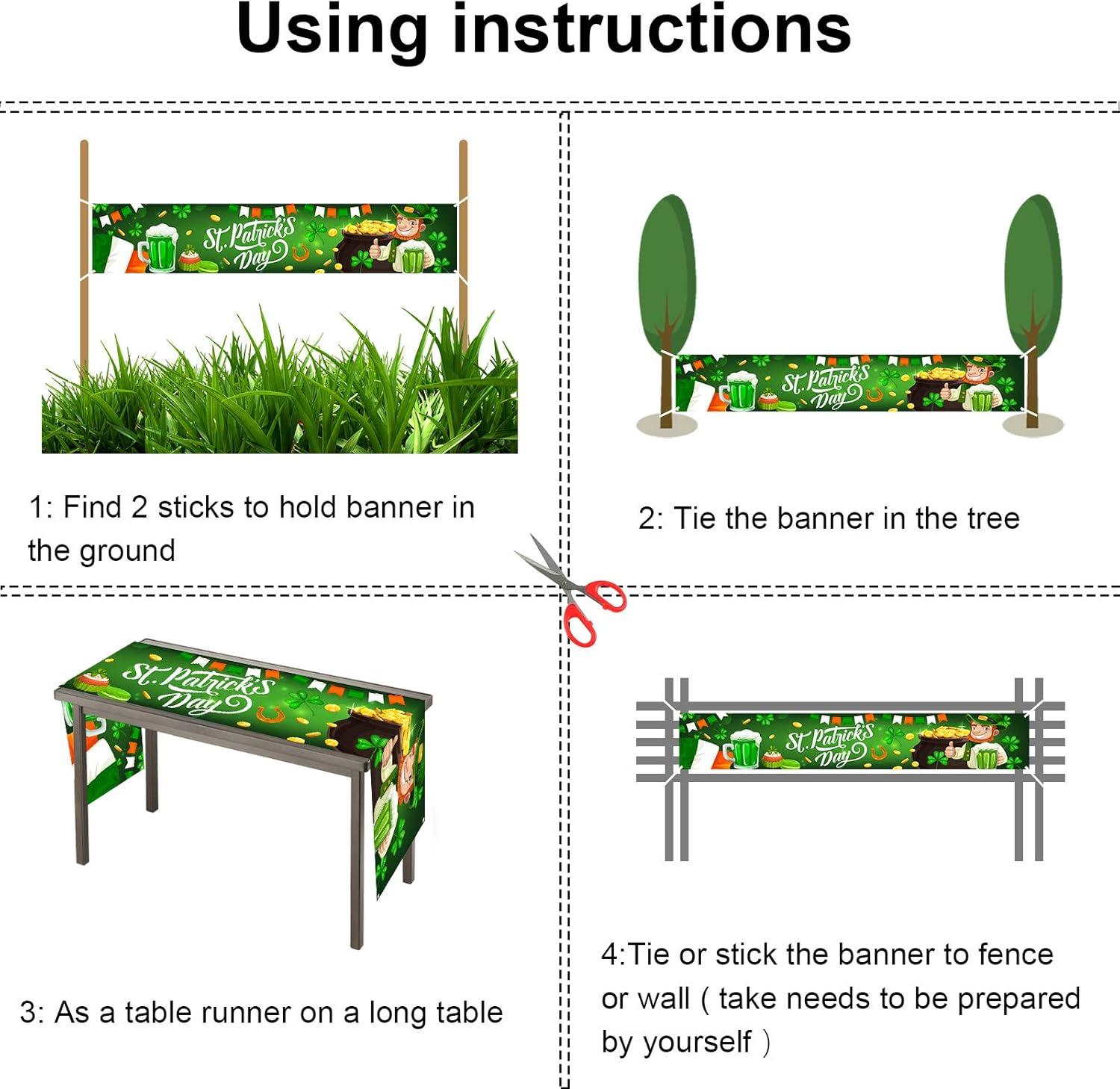 imageHOWAF Longue Saint Patrick Bannire pour SaintPatrick Dcoration Irlandaise Bannire Parade Drapeau pour Saint Patrick Table Mur Jardin Dcoration pour SaintPatrick Intrieur Extrieur 210 40cm