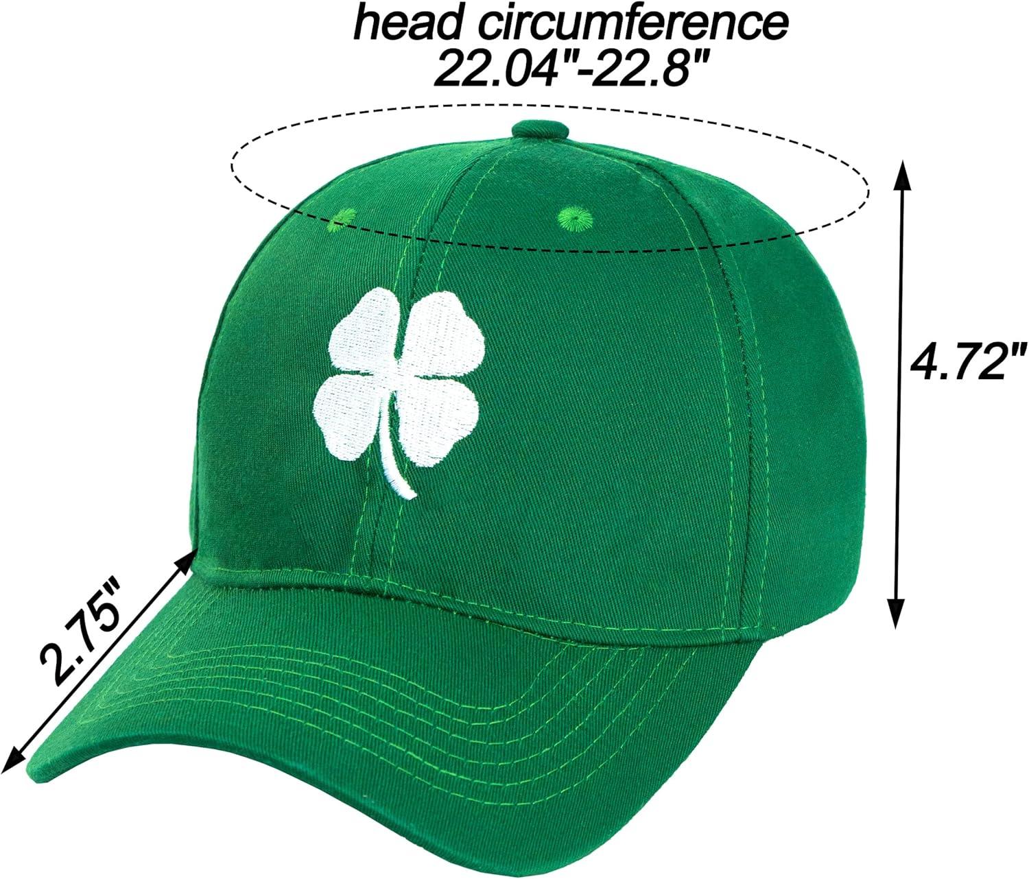 imageSt Patricks Day 4 Leaf Clover Baseball Hat Adjustable Embroidery Shamrock Baseball Cap for Men and WomenVert