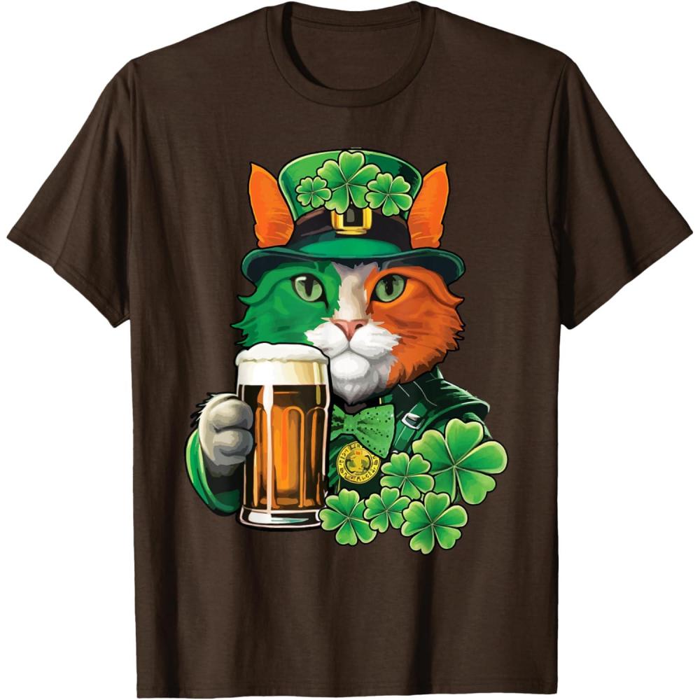 imageChat tenant de la bire St Patrick Day Saint Patrks Day TShirtMarron