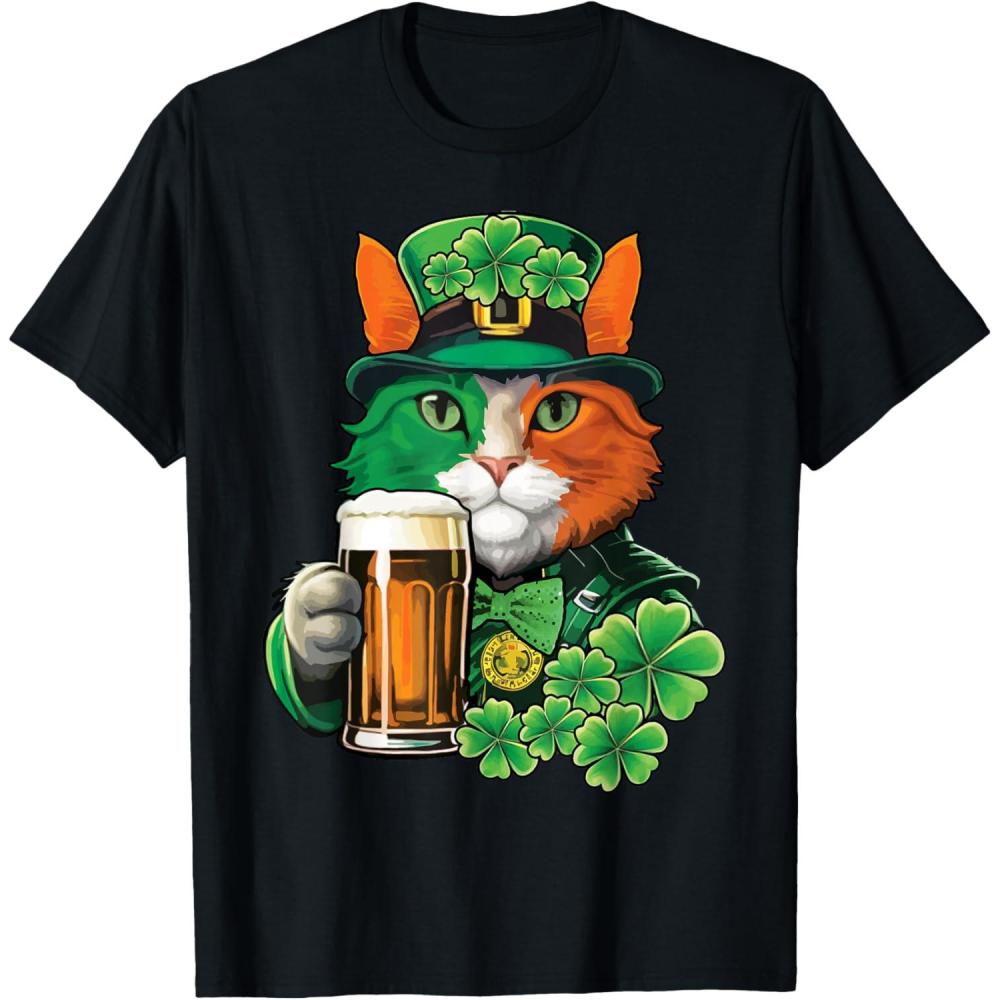 imageChat tenant de la bire St Patrick Day Saint Patrks Day TShirtNoir