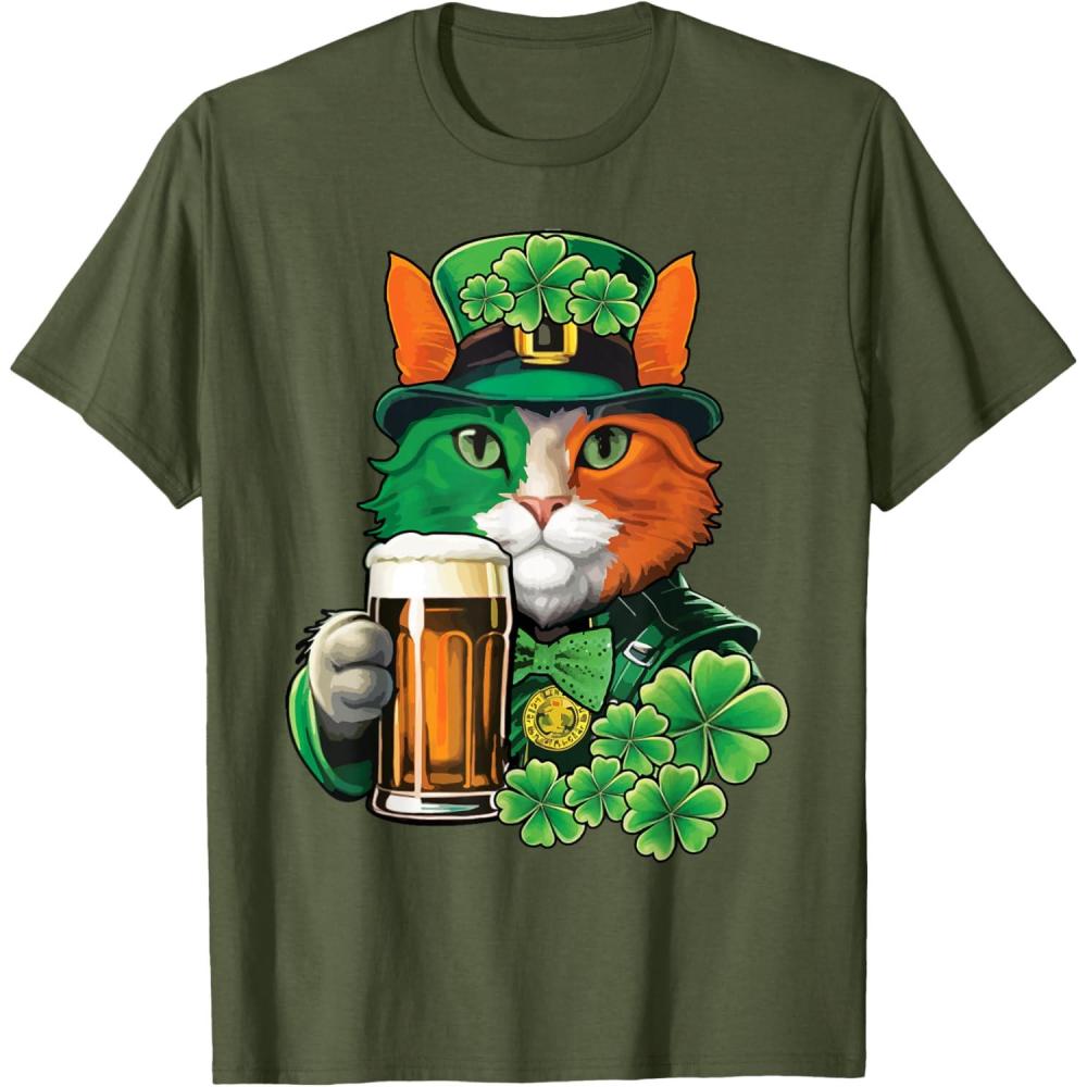 imageChat tenant de la bire St Patrick Day Saint Patrks Day TShirtOlive