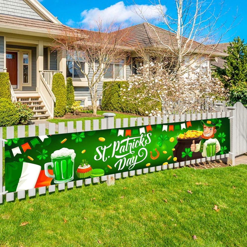 imageHOWAF Longue Saint Patrick Bannire pour SaintPatrick Dcoration Irlandaise Bannire Parade Drapeau pour Saint Patrick Table Mur Jardin Dcoration pour SaintPatrick Intrieur Extrieur 210 40cm