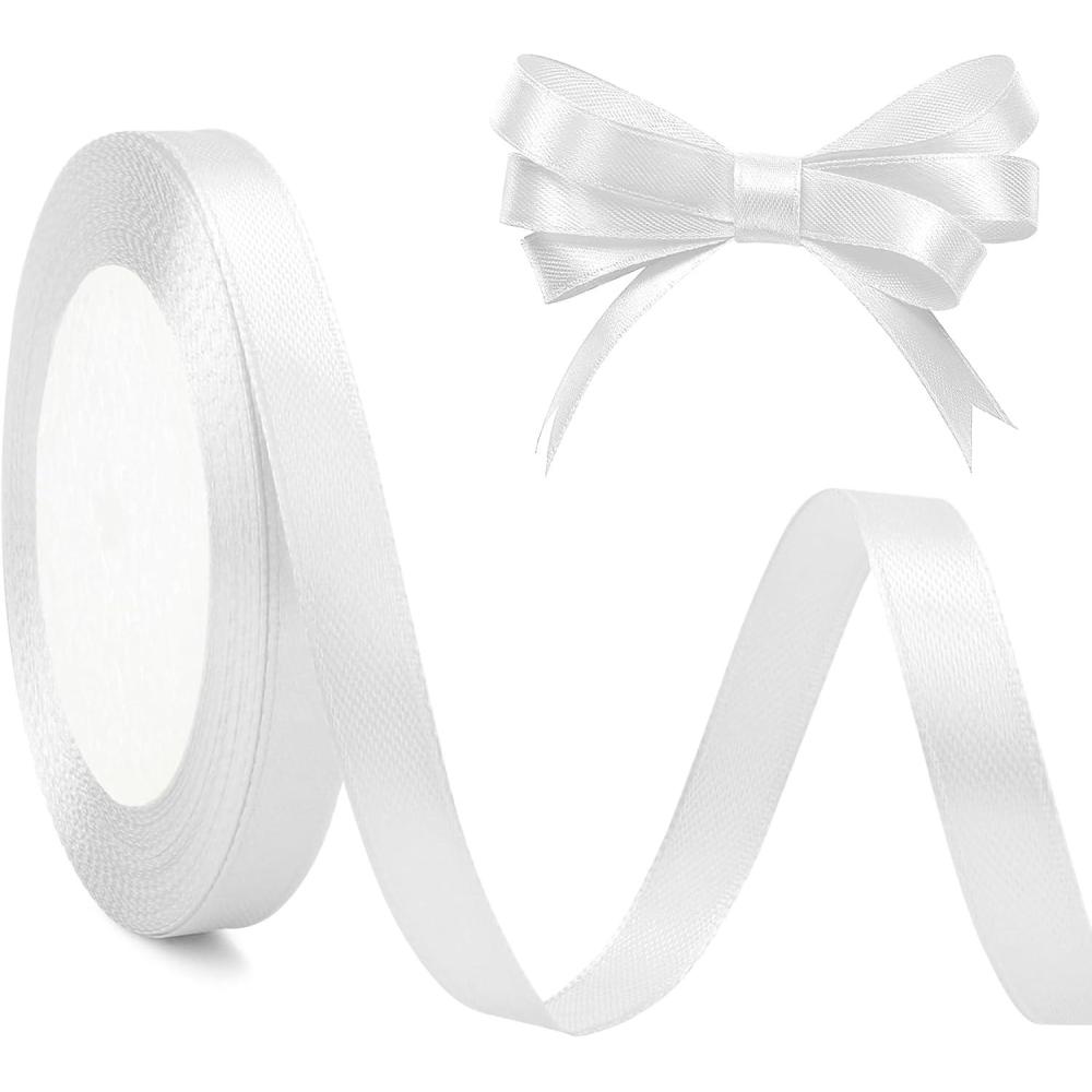 imageRuban de satin blanc 4 cm x 23 m Large pour sapin de Nol mariage cadeau Grand tissu pour dcoration de mariageBlanc