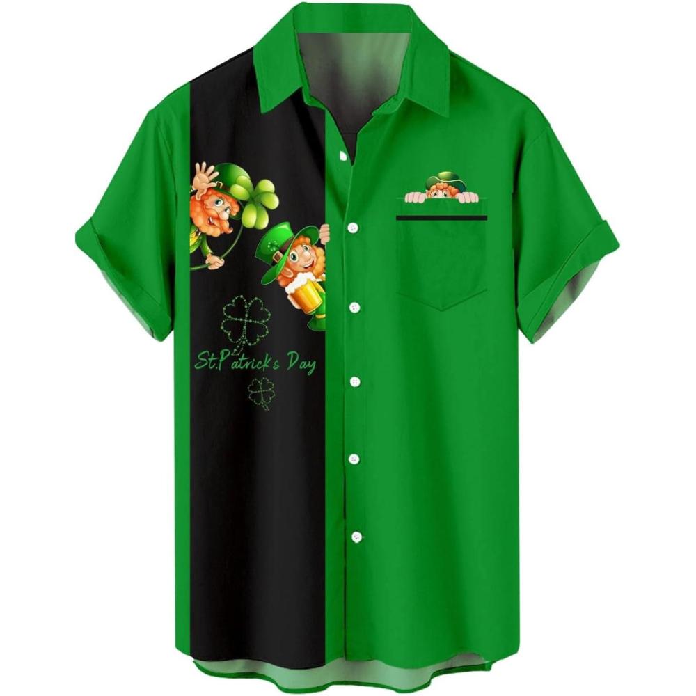 imageSaint Patrick Chemise hawaenne boutonne Manches Courtes pour HommeNoir