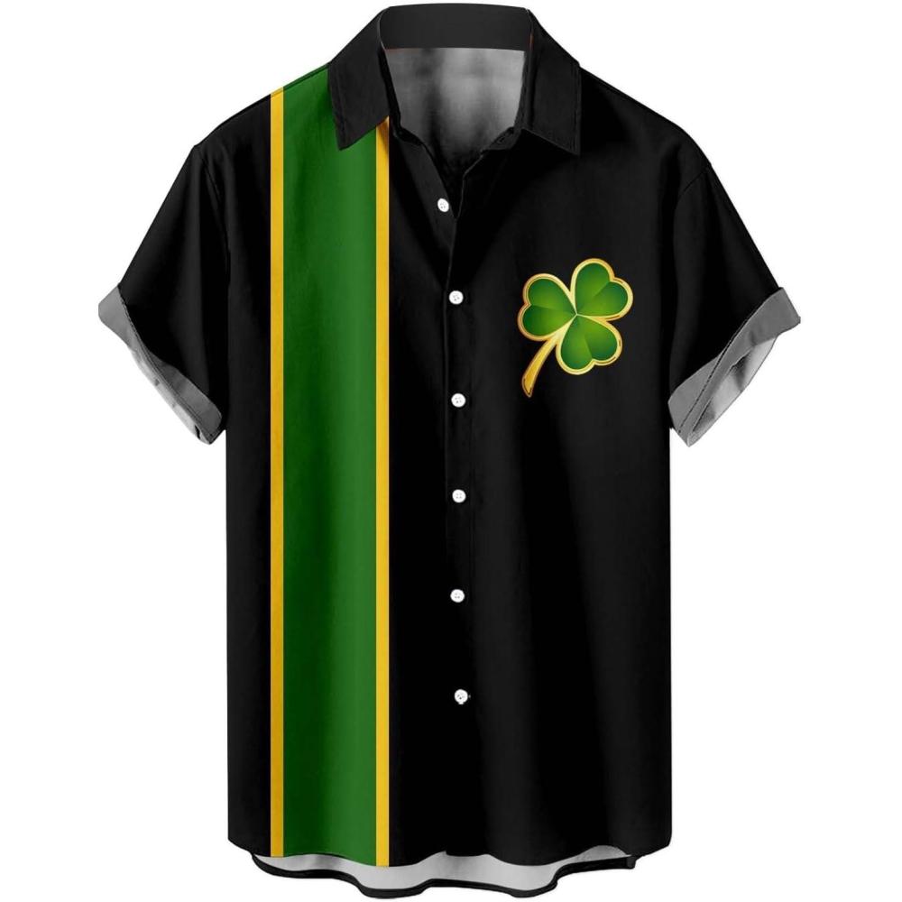 imageSaint Patrick Chemise hawaenne boutonne Manches Courtes pour HommeZ01 Noir