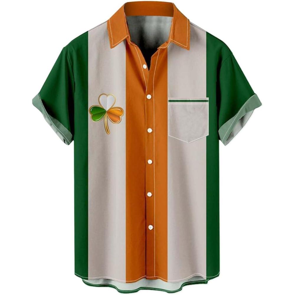 imageSaint Patrick Chemise hawaenne boutonne  Manches Courtes pour HommeZ01 Orange