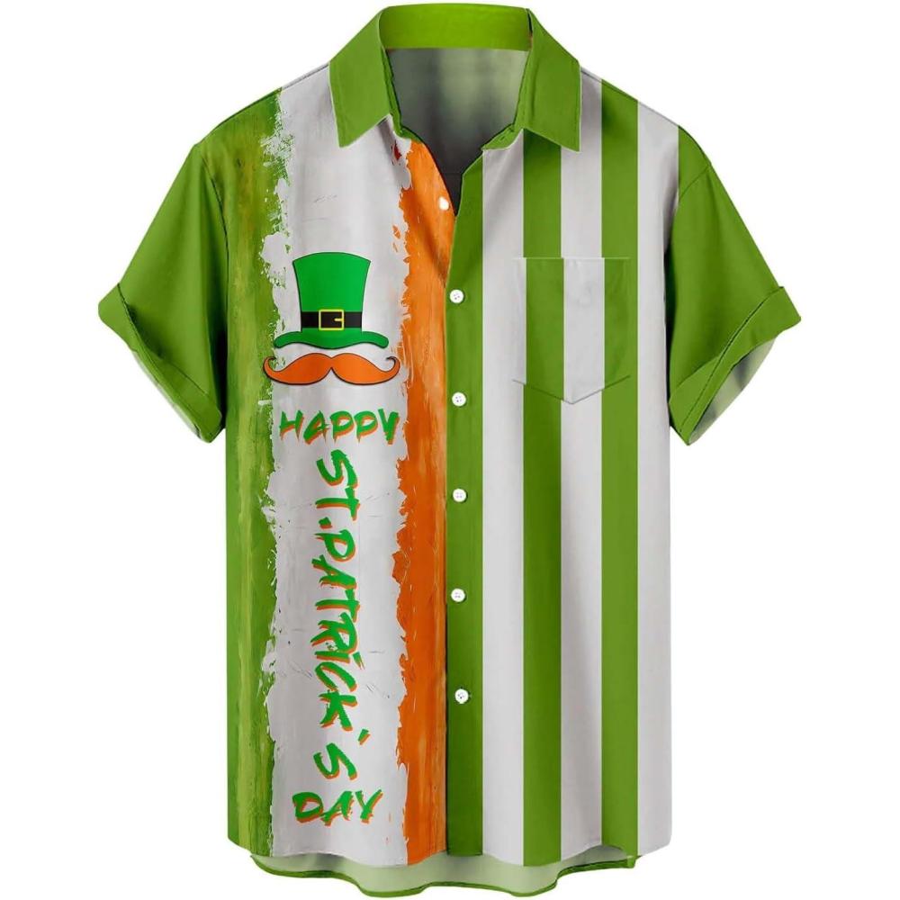 imageSaint Patrick Chemise hawaenne boutonne  Manches Courtes pour HommeZ01 Vert Menthe