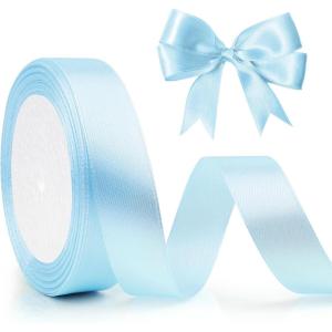 Ruban de satin blanc 4 cm x 23 m – Large pour sapin de Noël, mariage, cadeau – Grand tissu pour décoration de mariage(Bleu Clair)