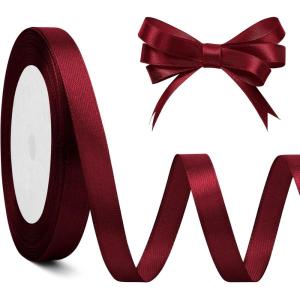 Ruban de satin blanc 4 cm x 23 m – Large pour sapin de Noël, mariage, cadeau – Grand tissu pour décoration de mariage(Burgundy)