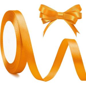 Ruban de satin blanc 4 cm x 23 m – Large pour sapin de Noël, mariage, cadeau – Grand tissu pour décoration de mariage(Orange)