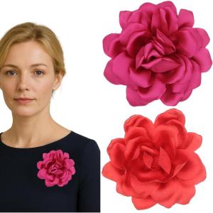 2 Pièces de broche de fleurs de roses, broche fleur tissu, classique, élégante, faite à la main, appropriée pour le mariage, la fête
