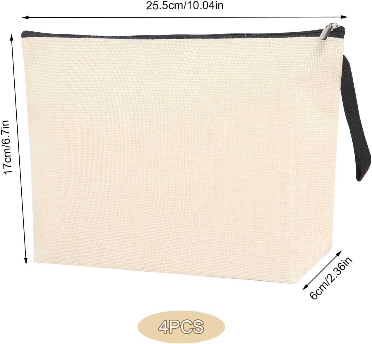 image4 Pices Trousse de Toilette Femme Pochette Tissu Zippe DIY Vierge Toile Trousse de Rangement Trousse Toilette DIY Trousse Infirmiere Pochette de Rangement Trousse de Toilette Voyage