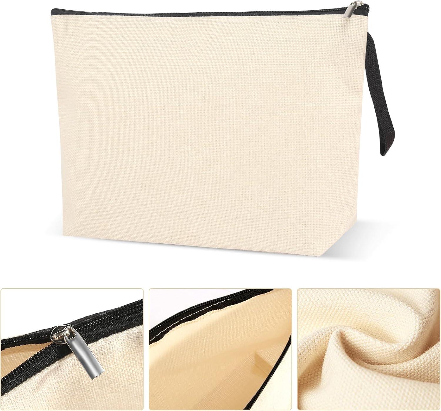 image4 Pices Trousse de Toilette Femme Pochette Tissu Zippe DIY Vierge Toile Trousse de Rangement Trousse Toilette DIY Trousse Infirmiere Pochette de Rangement Trousse de Toilette Voyage