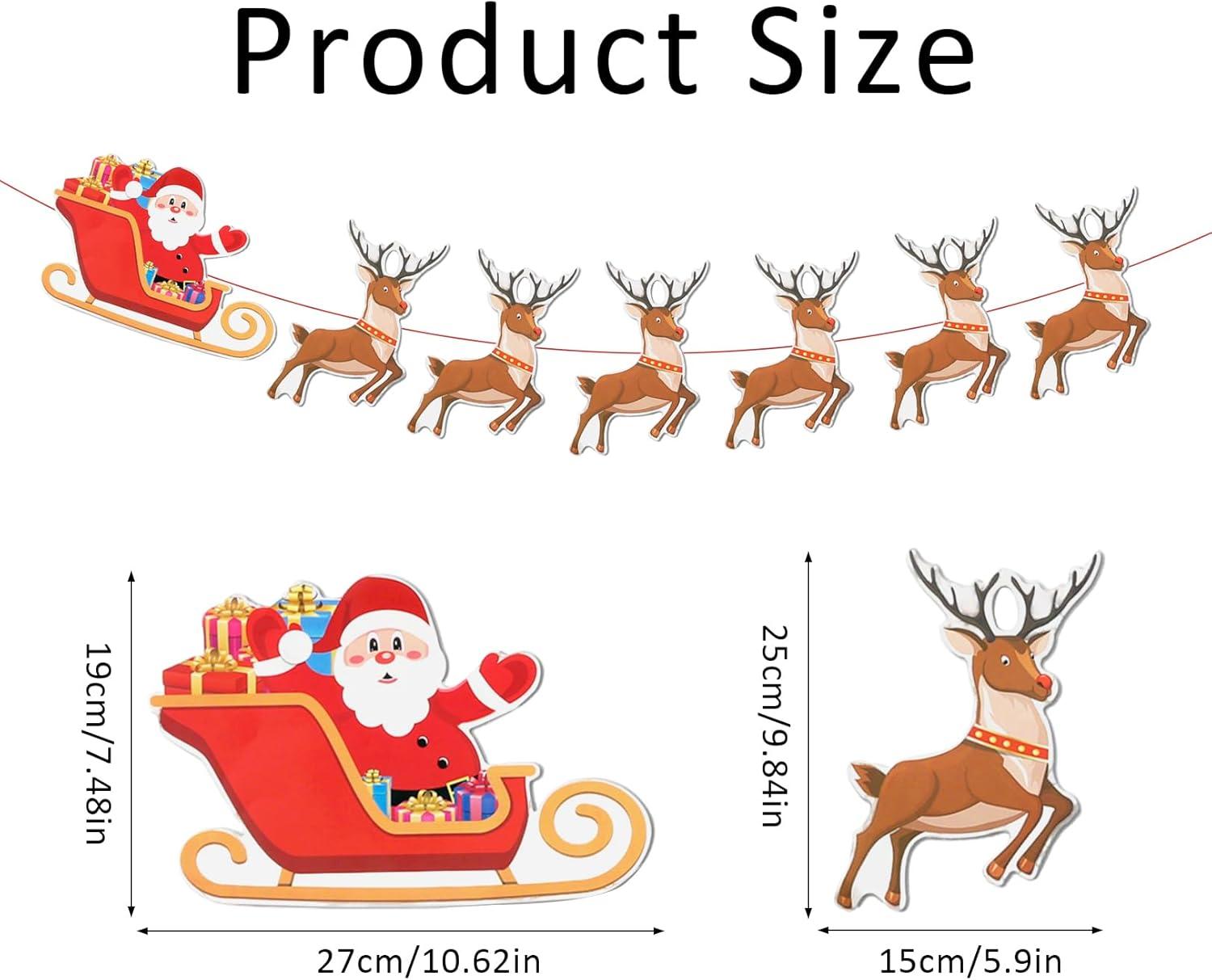 imageBanderole Noel Fanions de Nol Bruant de Rennes de Nol Bannires de Traneau de Pre Noel Banderole Guirlande Suspendue Decoration Noel Vitre pour Maison Extrieur Dcoration et Cadeau de Fte