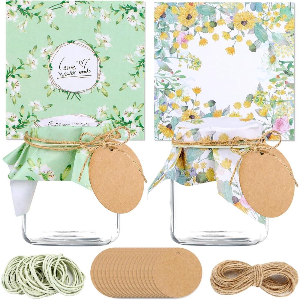 imageLot de 100 napperons de Nol pour bocaux de confiture bijoux et tissu 40 tiquettes cadeaux 10 m de fil de jute et caoutchouc dajustement