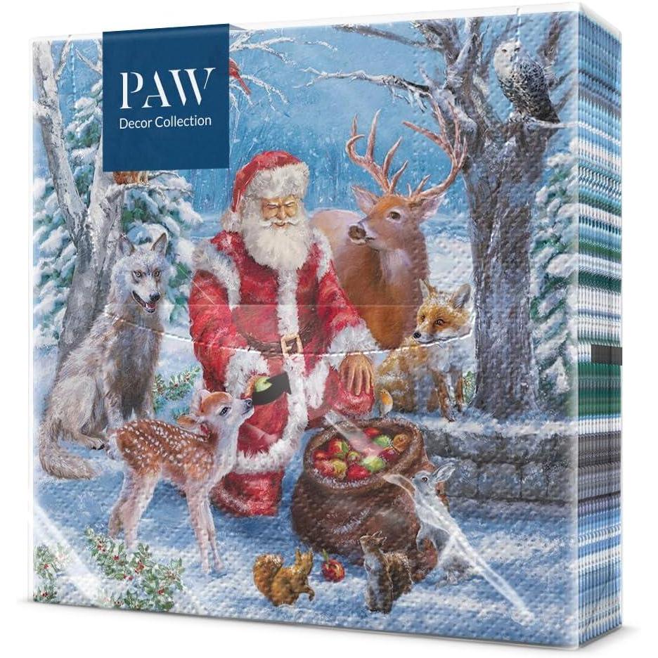 imagePAW Serviette Papier 3 Plis 33 x 33 cm I Lot de 20 I Serviette de Table Papier avec un Motif de Nol I Dcoration de Table Idale pour Nol Santas GiftsSantas Gifts