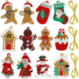 12 Pièces Ornements Bonhomme Pain D&rsquo;éPice de Décoration Sapin Noel d&rsquo;arbre de Noël Pendentifs Suspendus Cadeau de Noël Jardin Balcon Porte Fenêtre Déco