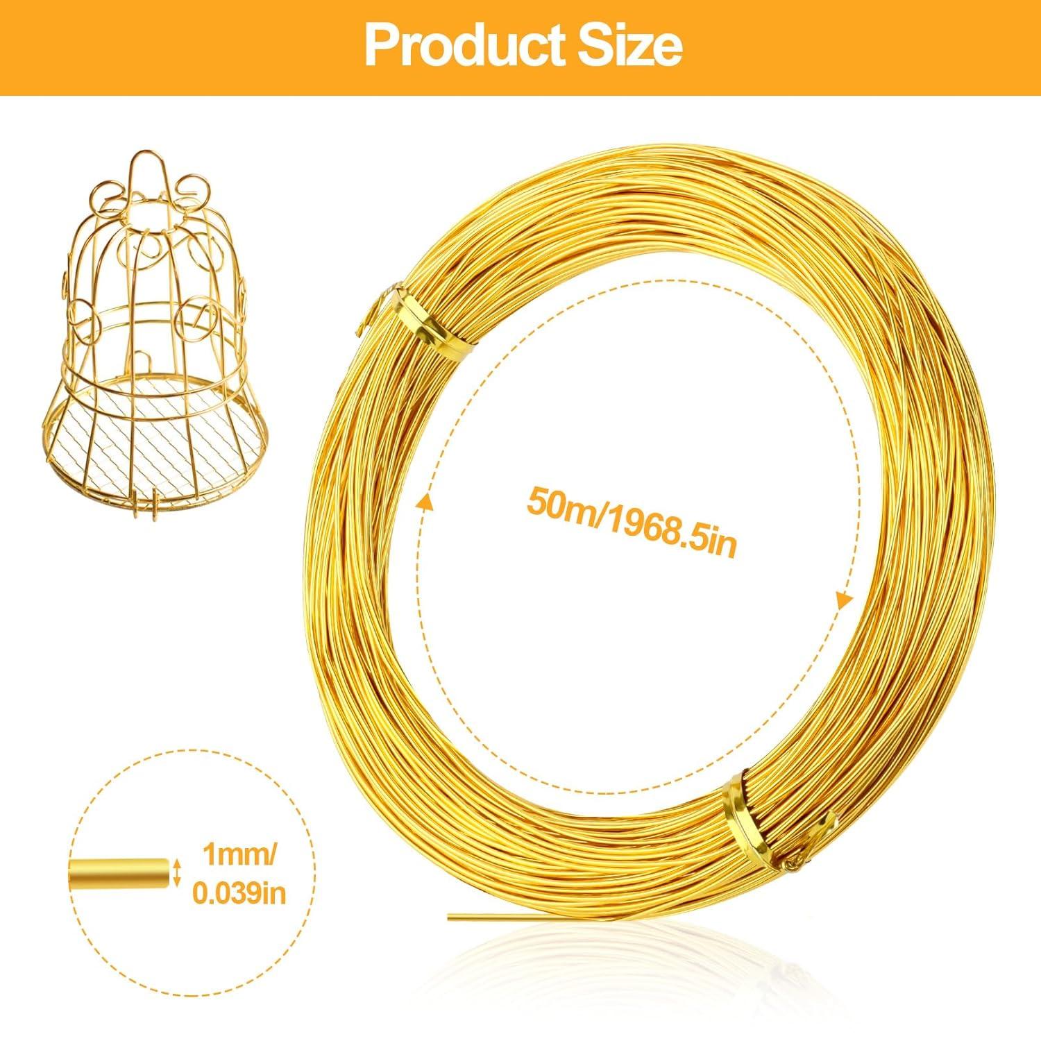 imageFil Dartisanat en Aluminium 1mm X 50 M Fil de Fer Souple Loisir Creatif Flexible Fil Aluminium Fil Dor Fil Bijoux pour Bricolage Fil Tricotin Fil en Aluminium pour DIY Creatif Or