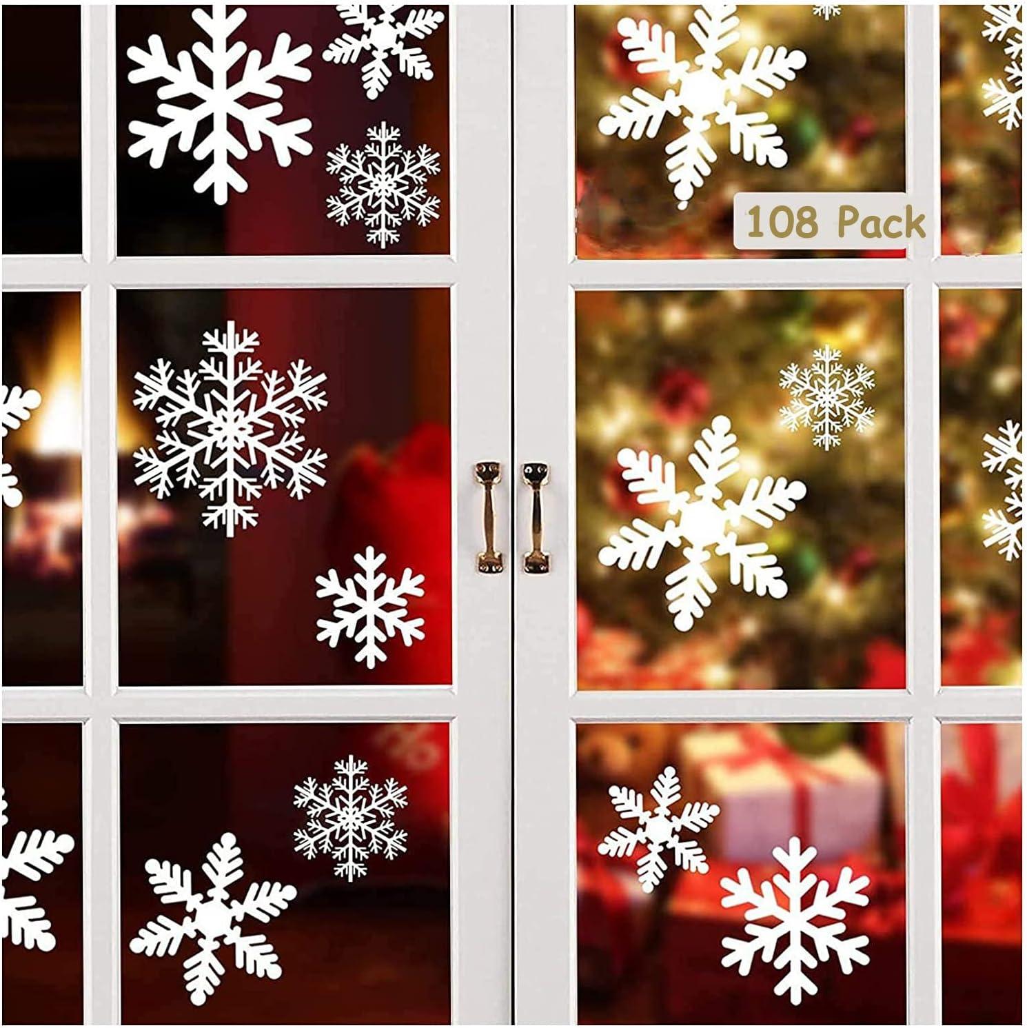 imageLot de 108 flocons de neige amovibles en PVC statique pour dcoration de fentre de Nol portes vitrines faades en verre