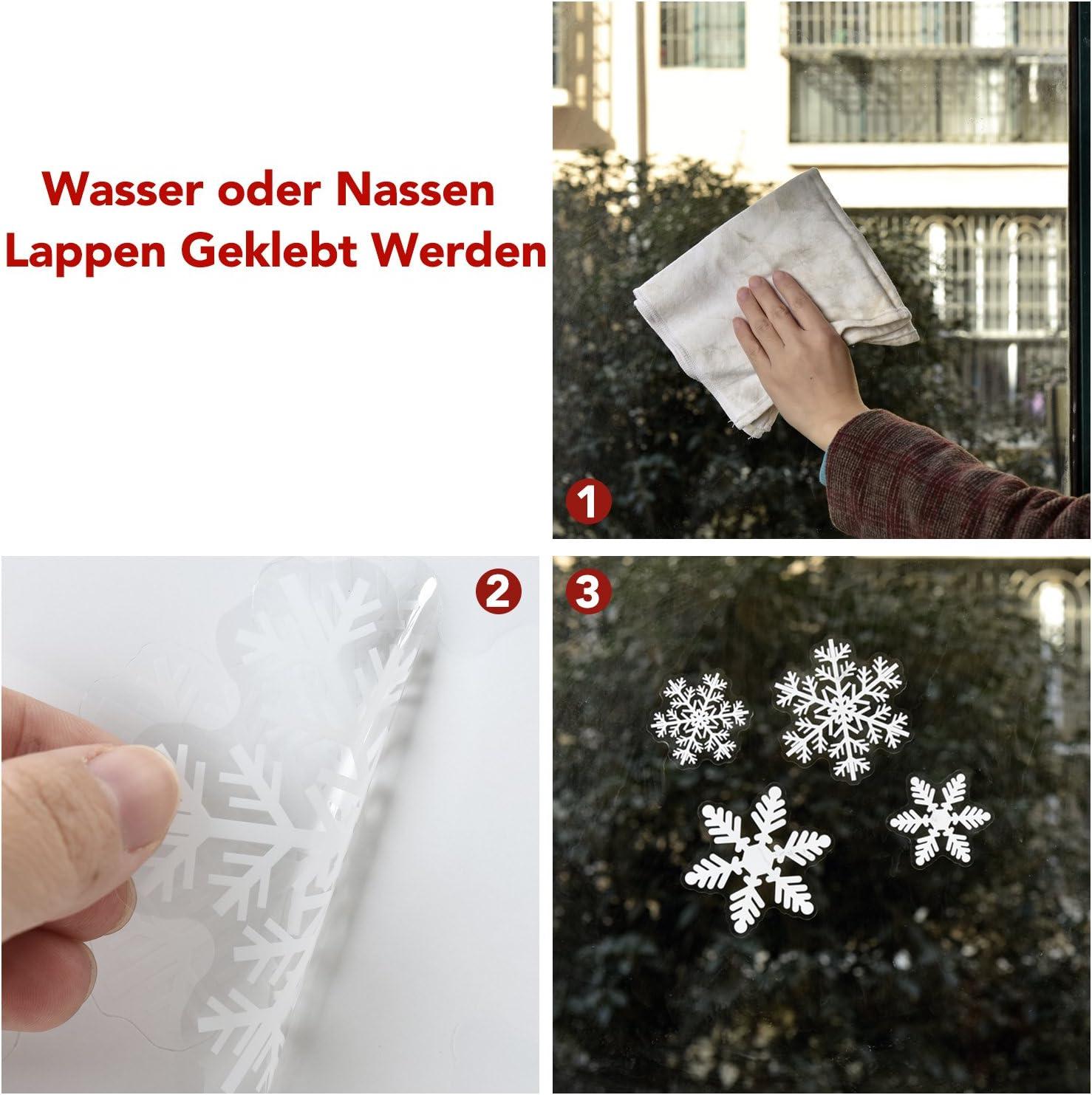 imageLot de 108 flocons de neige amovibles en PVC statique pour dcoration de fentre de Nol portes vitrines faades en verre