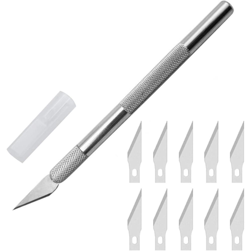 image2Pcs Ensemble Scalpel Precision Cutter Scalpel avec 20 lames Couteau pour Loisirs Cratifs Cutter de prcisioncouteau artisanal pour lartisanat Dcoupe de Travail dart Bricolage Sculpture1Ensemble Scalpel
