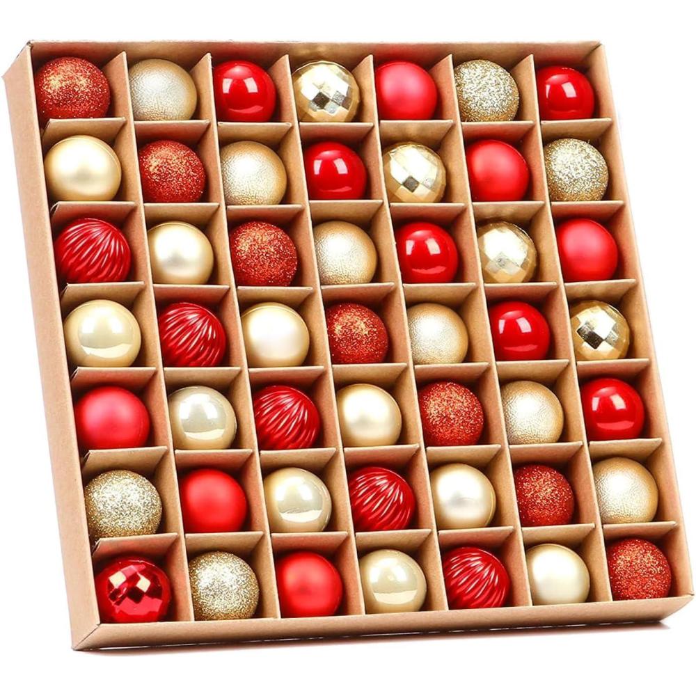 imageDERAYEE Boule de Nol Rouge VertArgent et Dor49PCS Dcoration Sapin de NolKit Dcoration Noel avec Boucle de SuspensionRouge Or