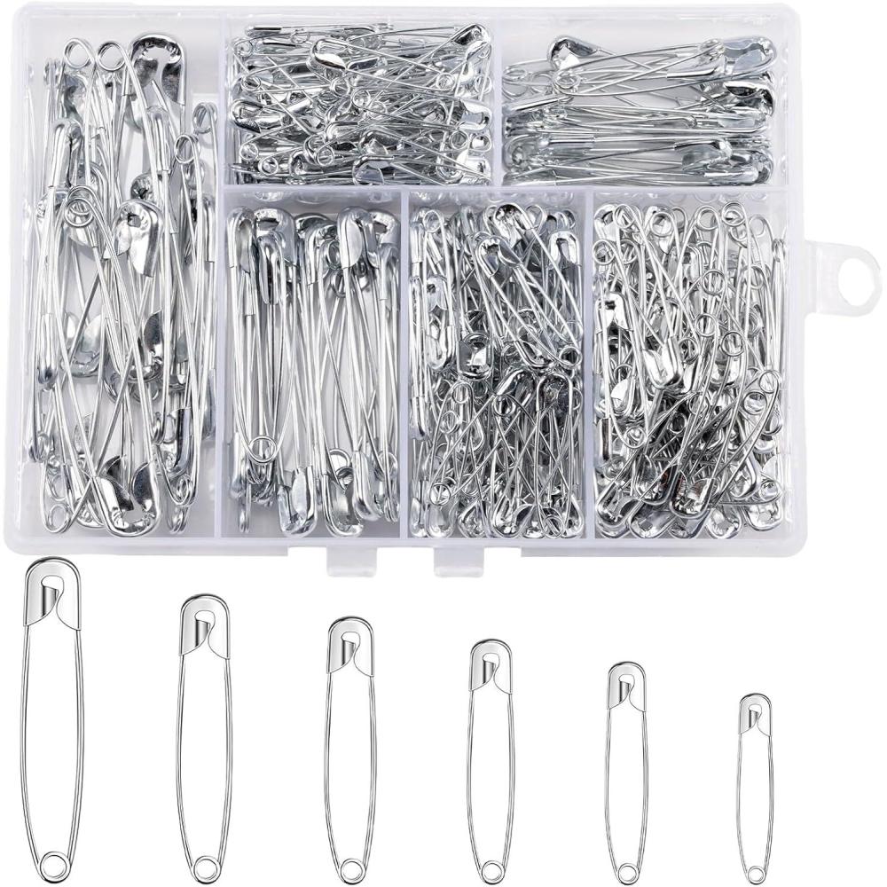 imageLot de 300 pingles nourrice 6 Tailles de 18 53 mm Rsistantes la Rouille pingles nourrice durables pour vtements Artisanat Couture argentArgent