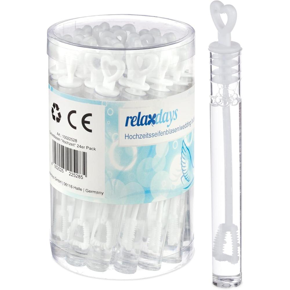 imageRelaxdays Bulles de Savon Mariage Lot de 24 poigne en Forme de cur dcoration Cadeau invits BlancTransparent