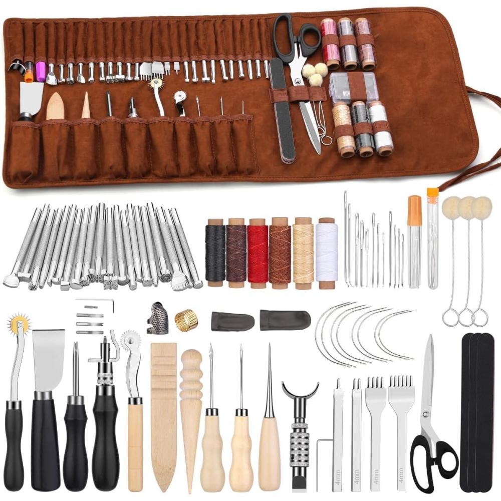 imagekit travail du cuir Outils dartisanat du cuir outils travail du du avec sac de rangement personnalis Outils de sculpture sur pour couper poinonner coudre sculpter estamper
