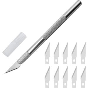 2Pcs Ensemble Scalpel, Precision Cutter Scalpel avec 20 lames, Couteau pour Loisirs Créatifs, Cutter de précisioncouteau artisanal pour l&rsquo;artisanat Découpe de Travail d&rsquo;art Bricolage Sculpture(1*Ensemble Scalpel)