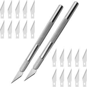 2Pcs Ensemble Scalpel, Precision Cutter Scalpel avec 20 lames, Couteau pour Loisirs Créatifs, Cutter de précisioncouteau artisanal pour l&rsquo;artisanat Découpe de Travail d&rsquo;art Bricolage Sculpture(2*Ensemble Scalpel)