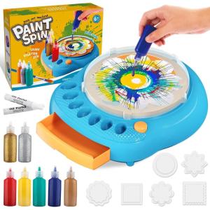 Arts et artisanat pour les enfants de 6 à 12 ans, kit de machine à tourner l&rsquo;art, ensembles de jouets Spinner de peinture cool, cadeaux de fournitures d&rsquo;art créatifs pour garçon et fille (Rosa)(Bleu)
