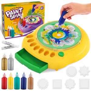 Arts et artisanat pour les enfants de 6 à 12 ans, kit de machine à tourner l&rsquo;art, ensembles de jouets Spinner de peinture cool, cadeaux de fournitures d&rsquo;art créatifs pour garçon et fille (Rosa)(Vert)