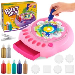 Arts et artisanat pour les enfants de 6 à 12 ans, kit de machine à tourner l&rsquo;art, ensembles de jouets Spinner de peinture cool, cadeaux de fournitures d&rsquo;art créatifs pour garçon et fille (Rosa)(Rosa)