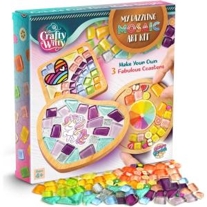 Kit d&rsquo;artisanat en mosaïque – Décorez sous-verre avec des carreaux mosaïque. Cadeaux d&rsquo;anniversaire, fournitures d&rsquo;art, kit d&rsquo;activités pour enfants, filles et adolescents (calfeutrage en poudre)(calfeutrage en poudre)
