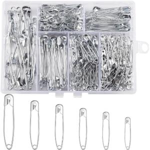 Lot de 300 épingles à nourrice – 6 Tailles de 18 à 53 mm – Résistantes à la Rouille – Épingles à nourrice durables – pour vêtements, Artisanat, Couture (argenté)(Argent)